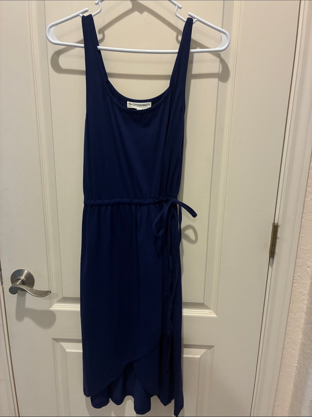 Synergy Organic Clothing Navy Sleeveless Midi Tie-Waist Dress